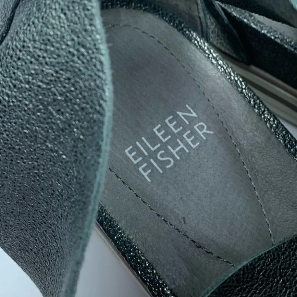Eileen Fisher sport platform sandals size 10 pewter leather comfy walking - Picture 10 of 11